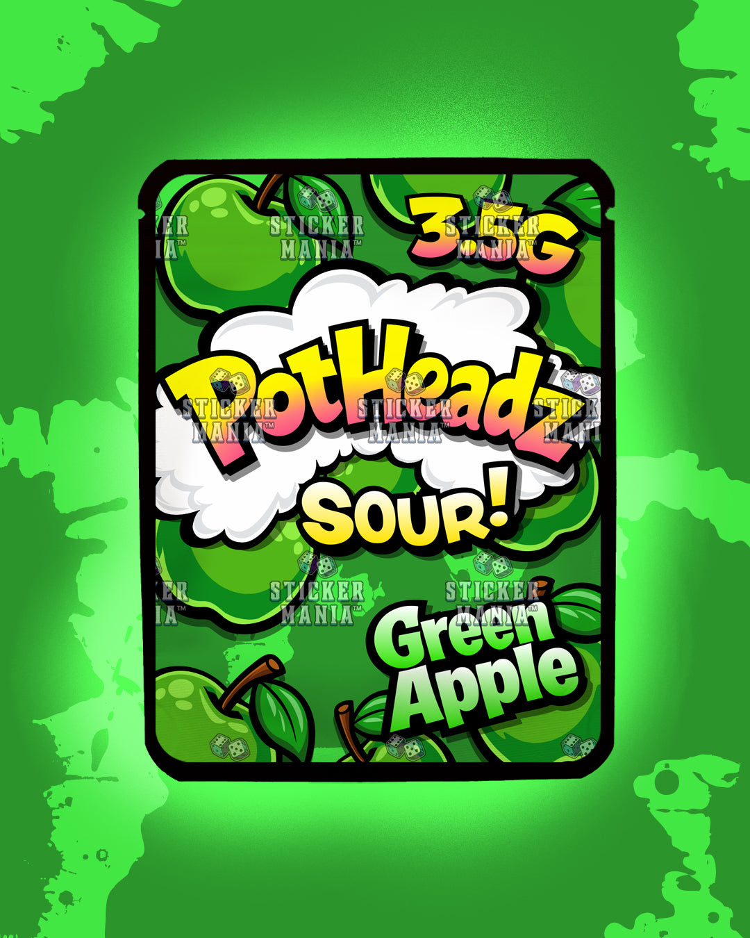 PotHeadz Green Apple | Pre-Made Sticker Bag | 3.5g