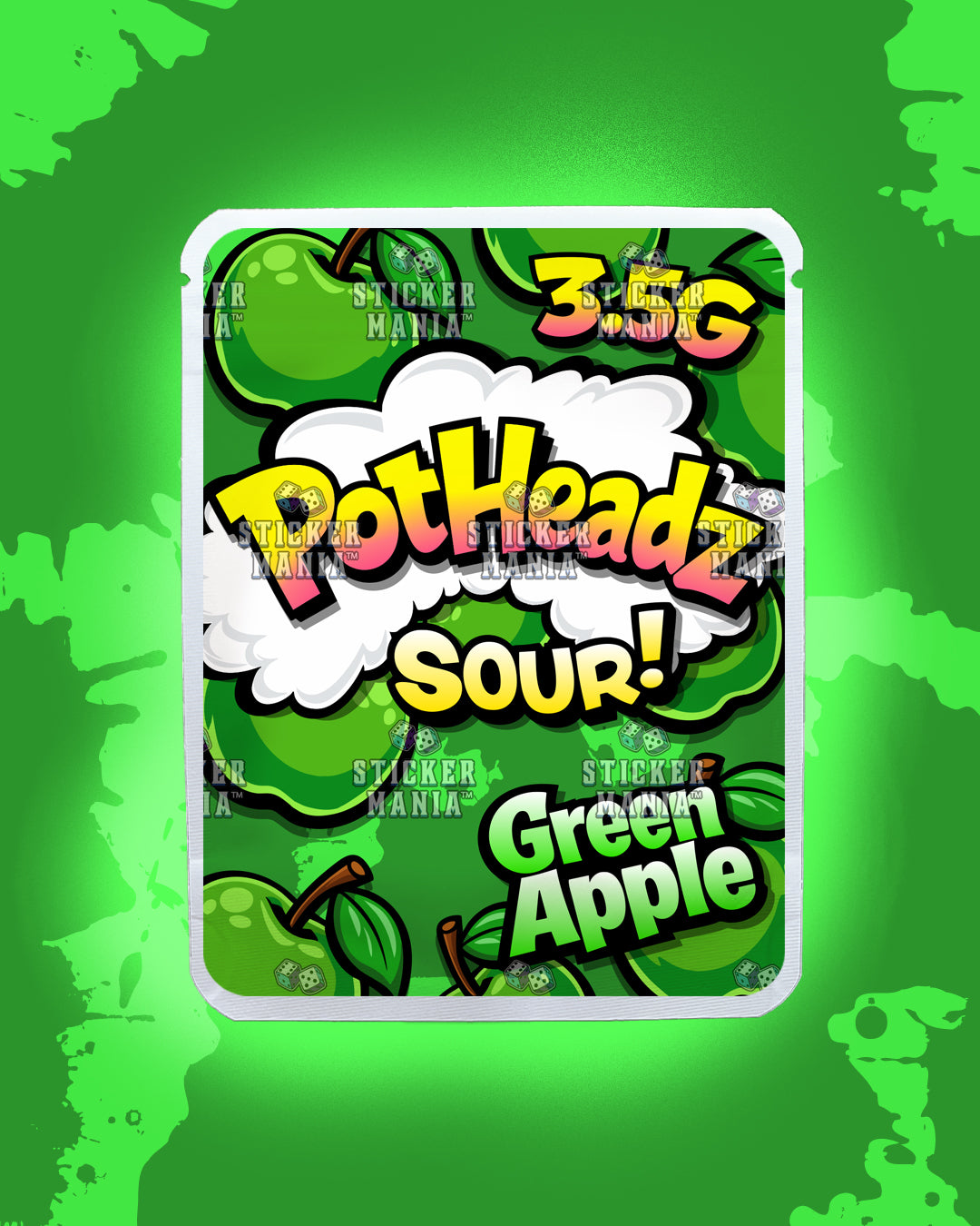 PotHeadz Green Apple | Pre-Made Sticker Bag | 3.5g