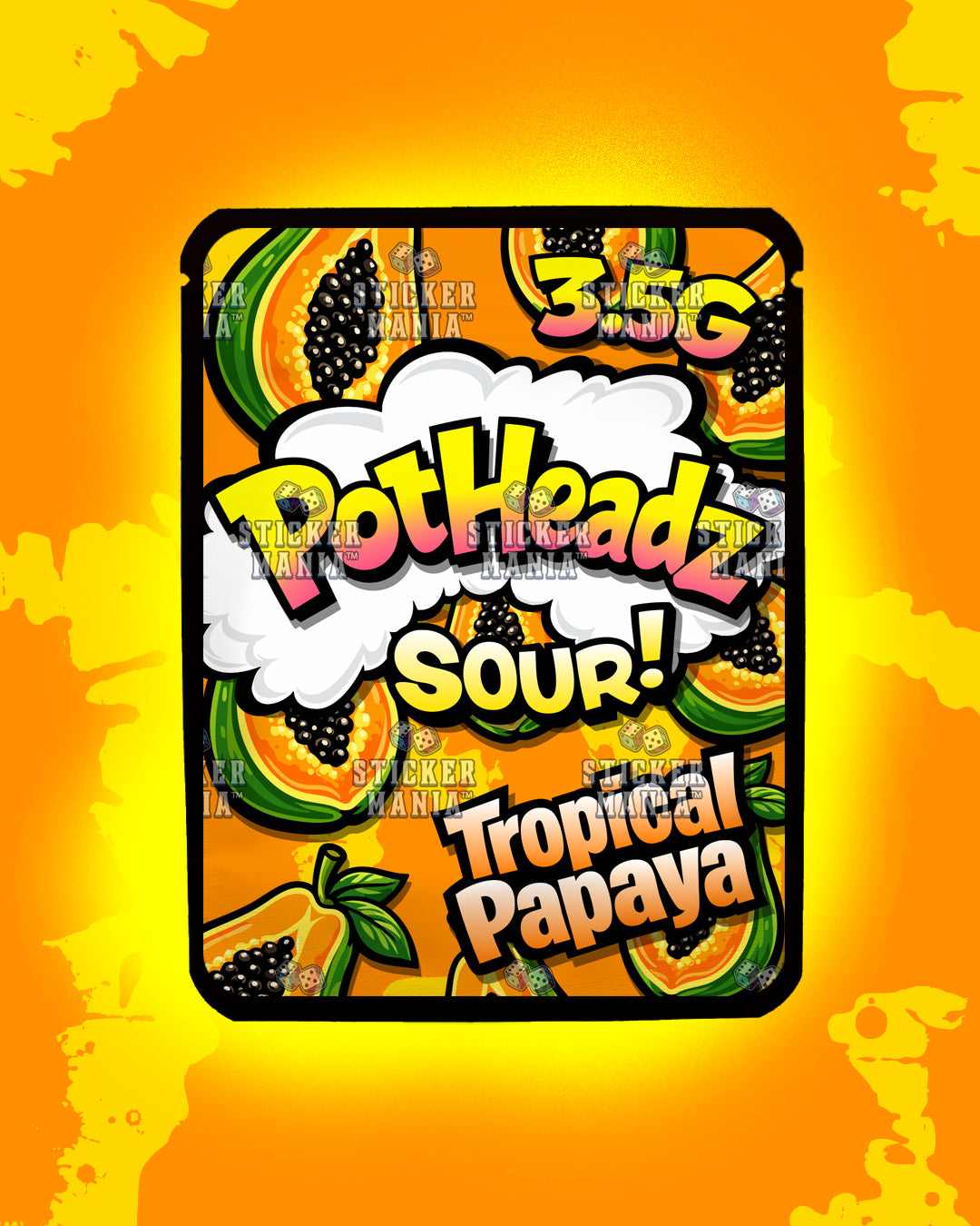 PotHeadz Tropical Papaya | Pre-Made Sticker Bag | 3.5g