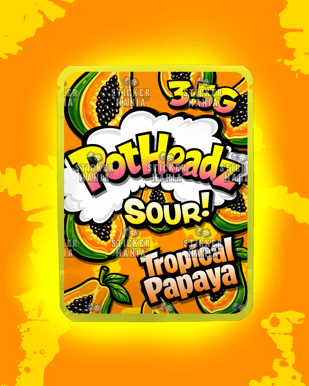 PotHeadz Tropical Papaya | Pre-Made Sticker Bag | 3.5g