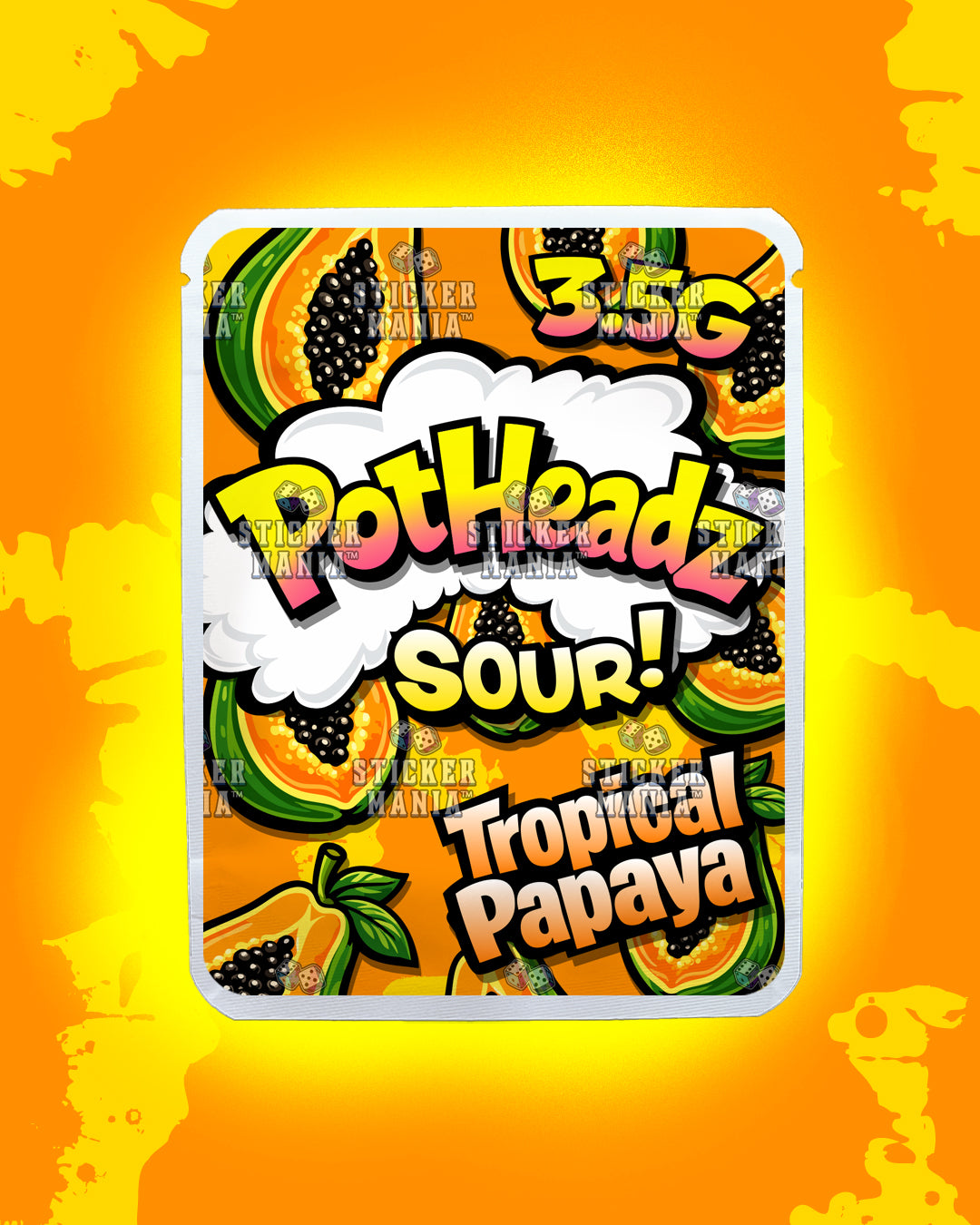 PotHeadz Tropical Papaya | Pre-Made Sticker Bag | 3.5g
