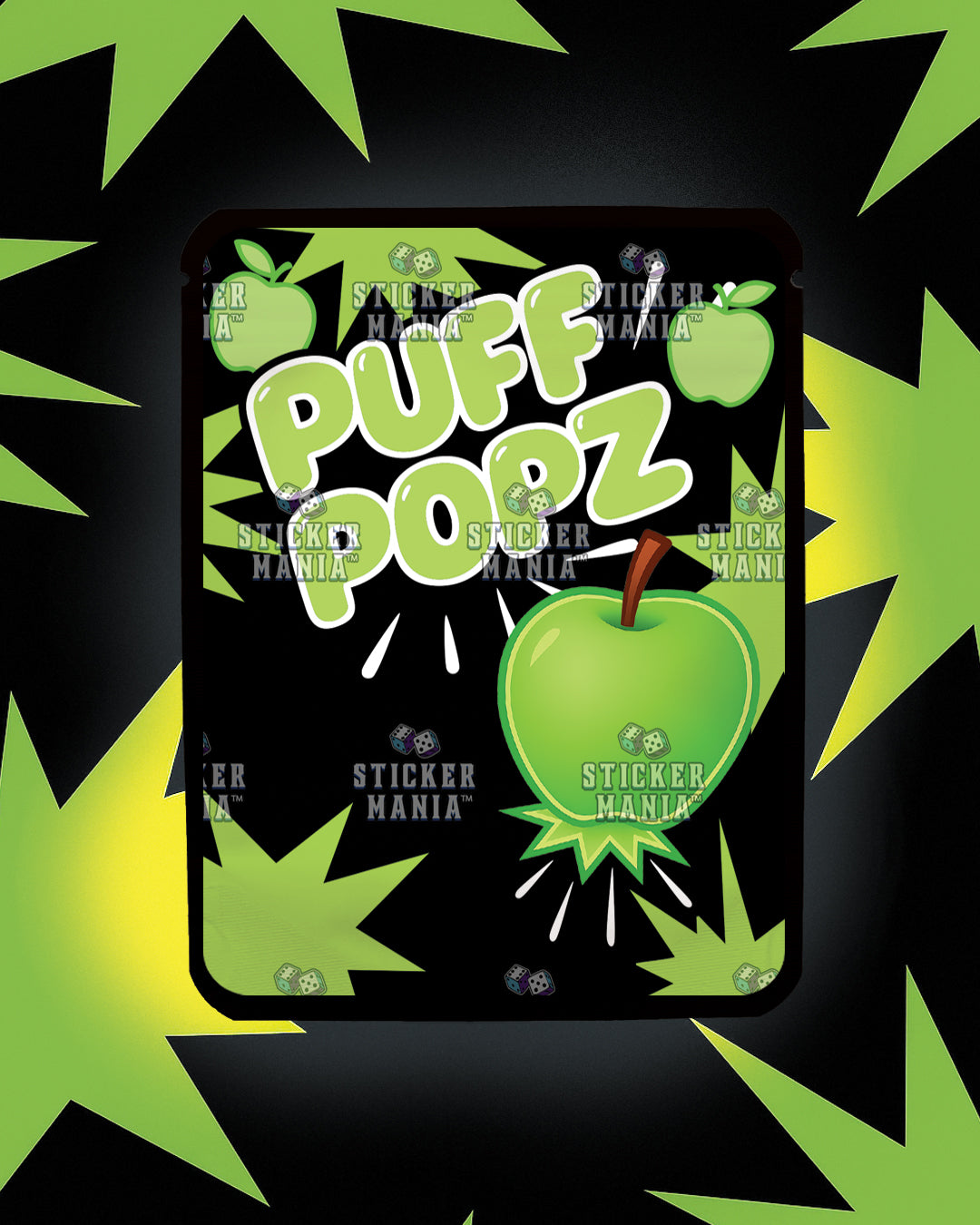 Puff Popz Atomic Apple | Pre-Made Sticker Bag | 3.5g