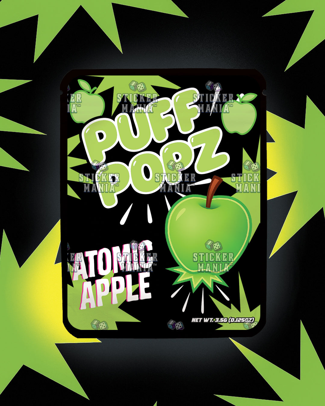Puff Popz Atomic Apple | Pre-Made Sticker Bag | 3.5g