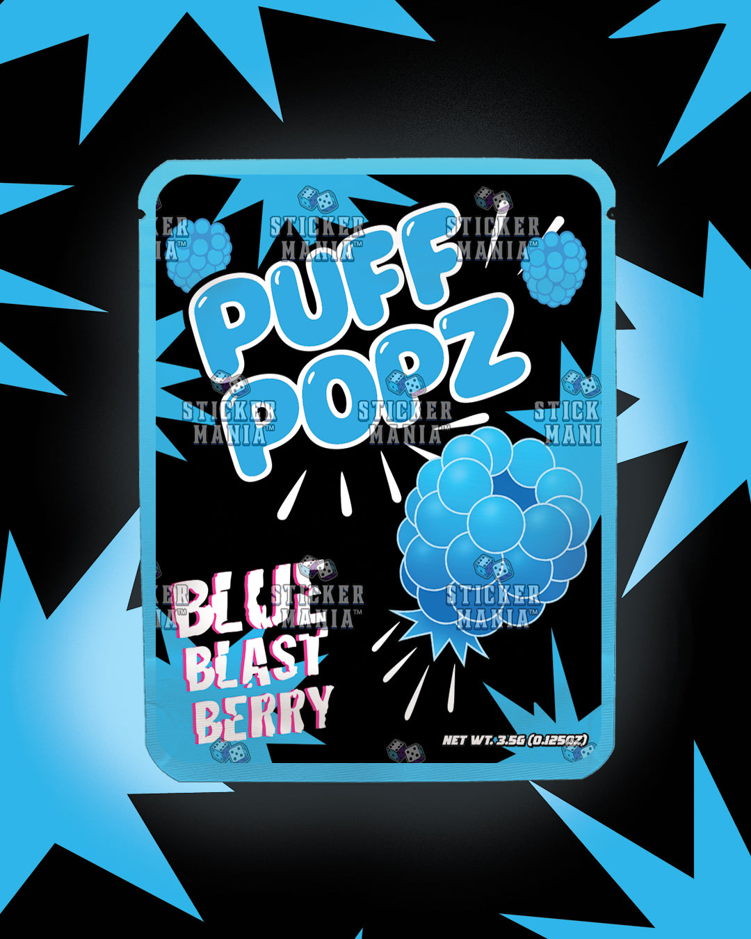 Puff Popz Blue Blast Berry | Pre-Made Sticker Bag | 3.5g
