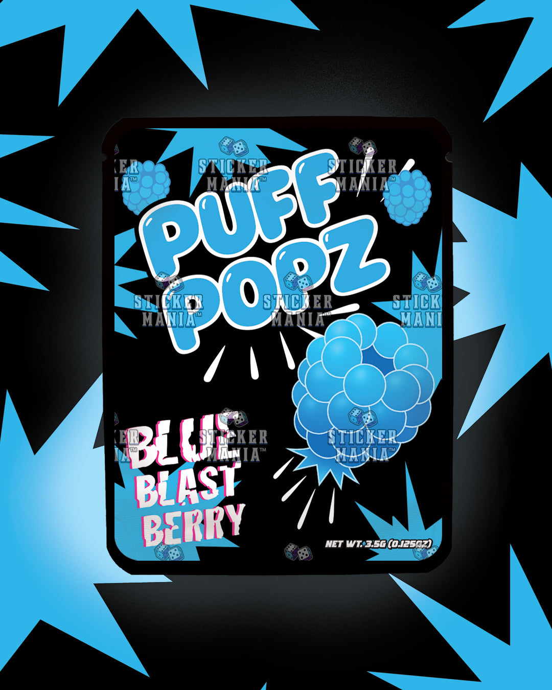 Puff Popz Blue Blast Berry | Pre-Made Sticker Bag | 3.5g