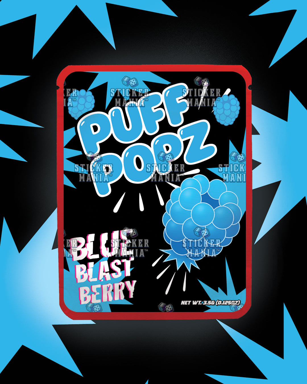 Puff Popz Blue Blast Berry | Pre-Made Sticker Bag | 3.5g