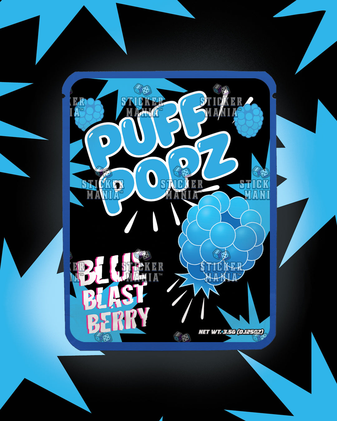 Puff Popz Blue Blast Berry | Pre-Made Sticker Bag | 3.5g