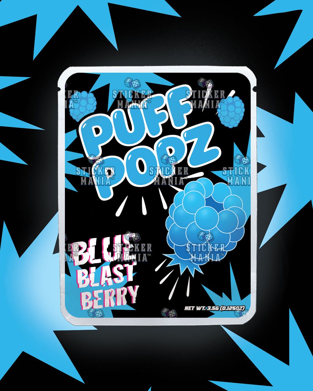 Puff Popz Blue Blast Berry | Pre-Made Sticker Bag | 3.5g