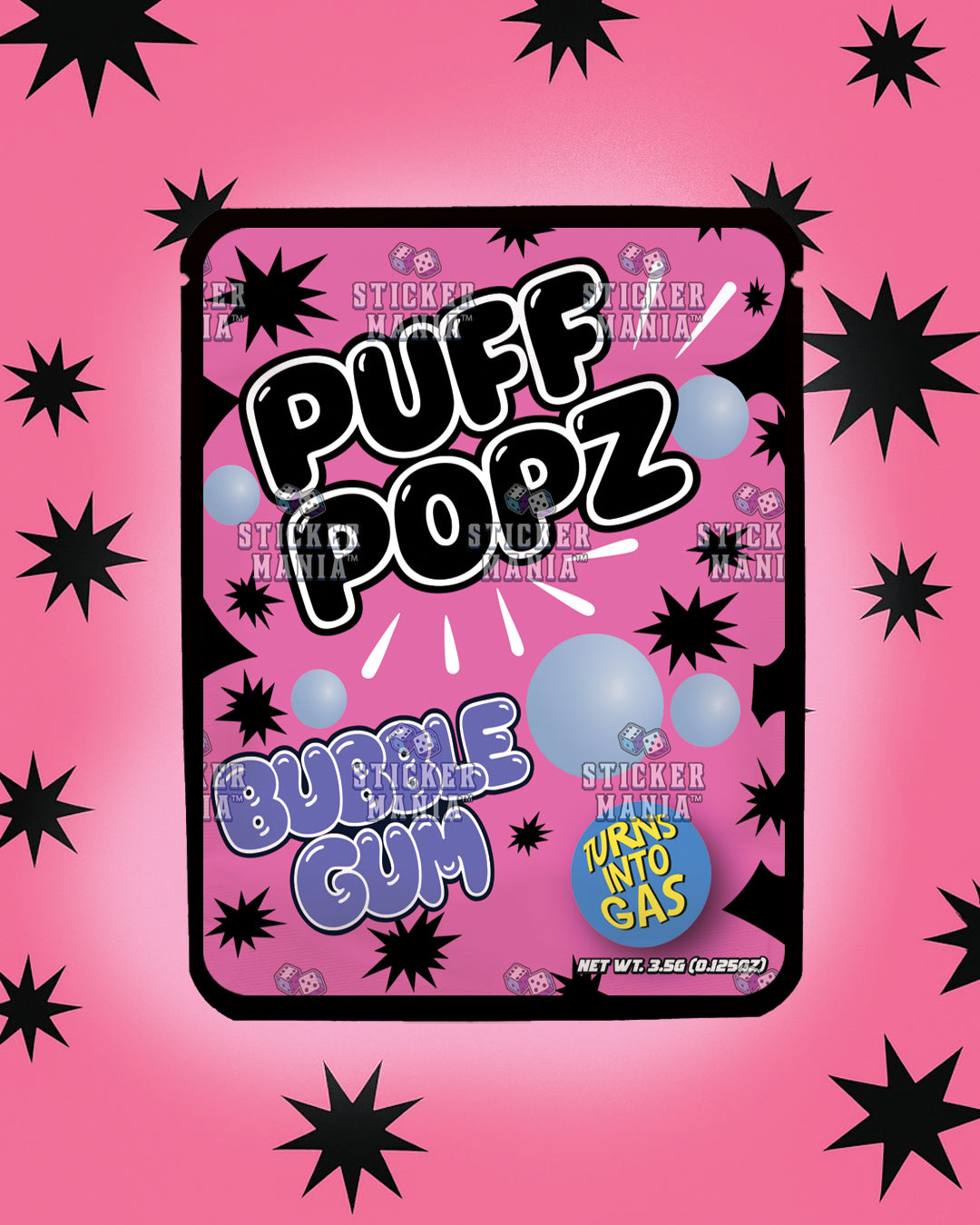 Puff Popz Bubble Gum | Pre-Made Sticker Bag | 3.5g