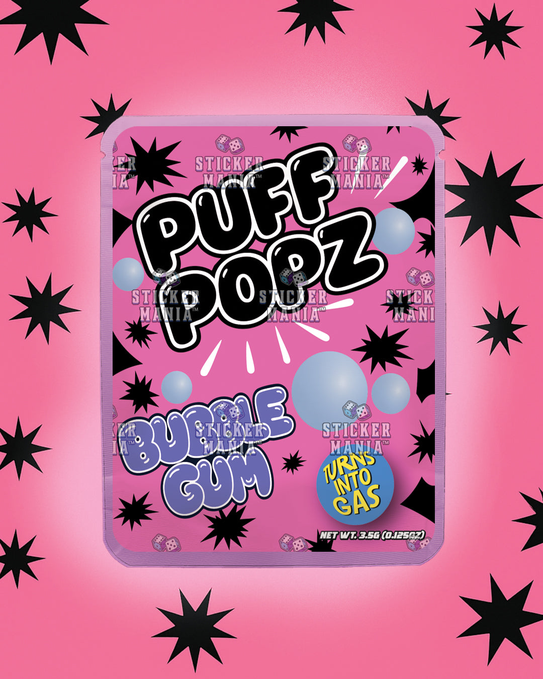 Puff Popz Bubble Gum | Pre-Made Sticker Bag | 3.5g