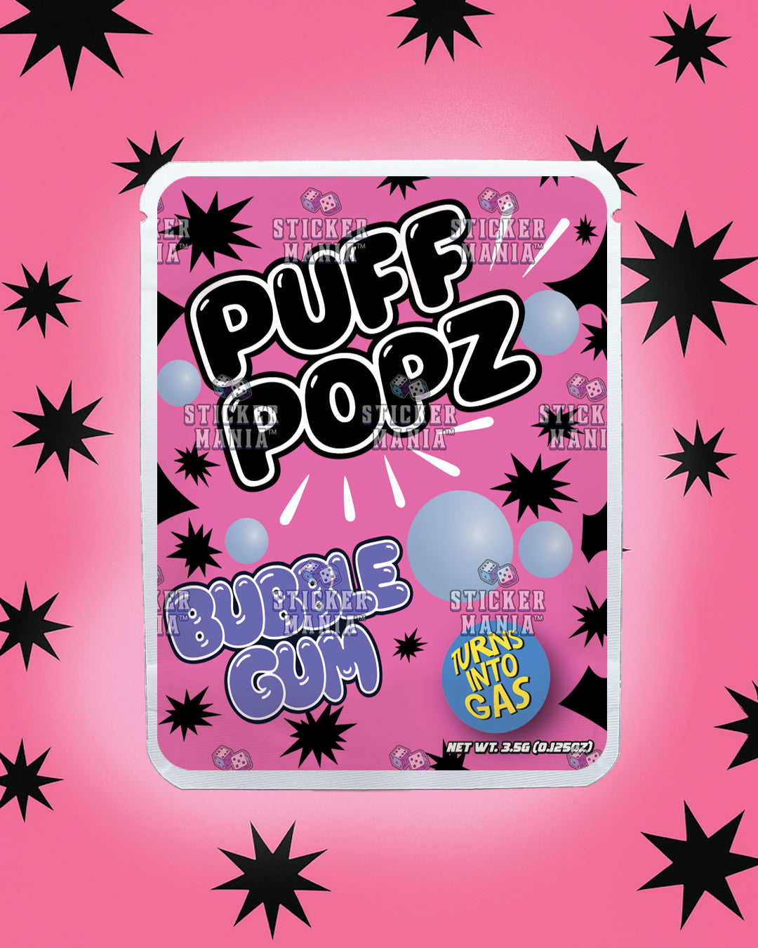 Puff Popz Bubble Gum | Pre-Made Sticker Bag | 3.5g