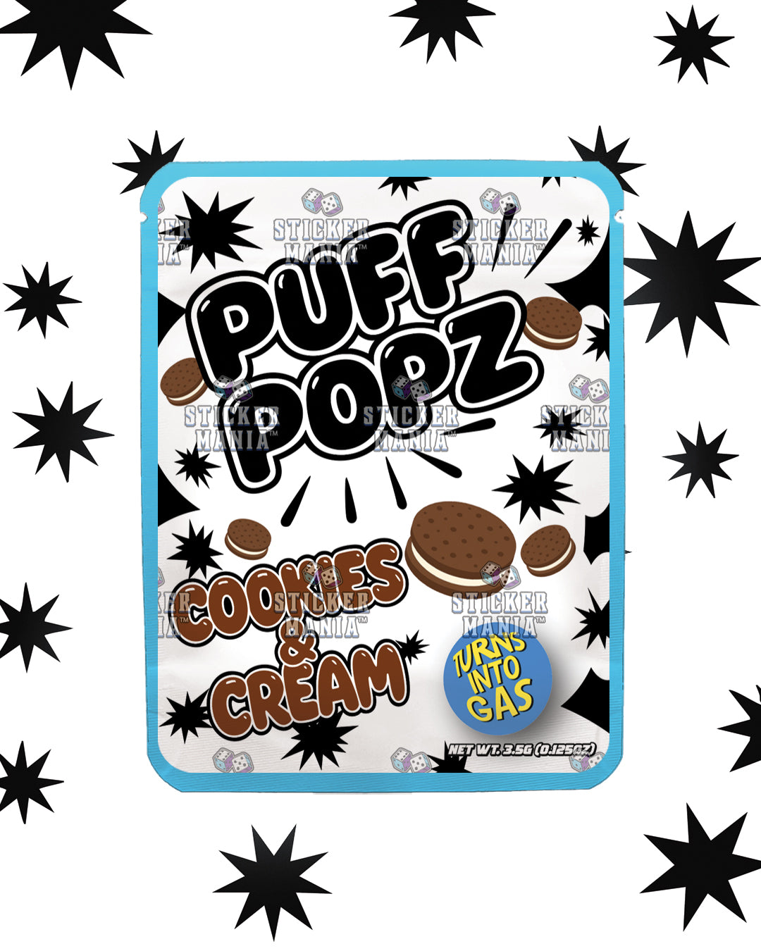 Puff Popz Cookies & Cream | Pre-Made Sticker Bag | 3.5g