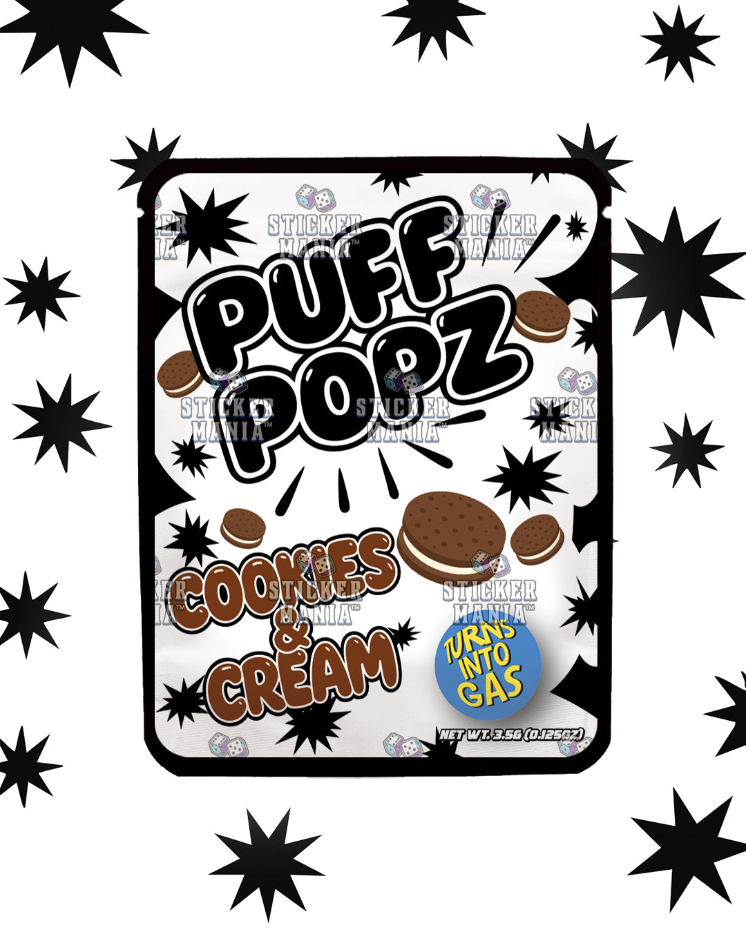Puff Popz Cookies & Cream | Pre-Made Sticker Bag | 3.5g