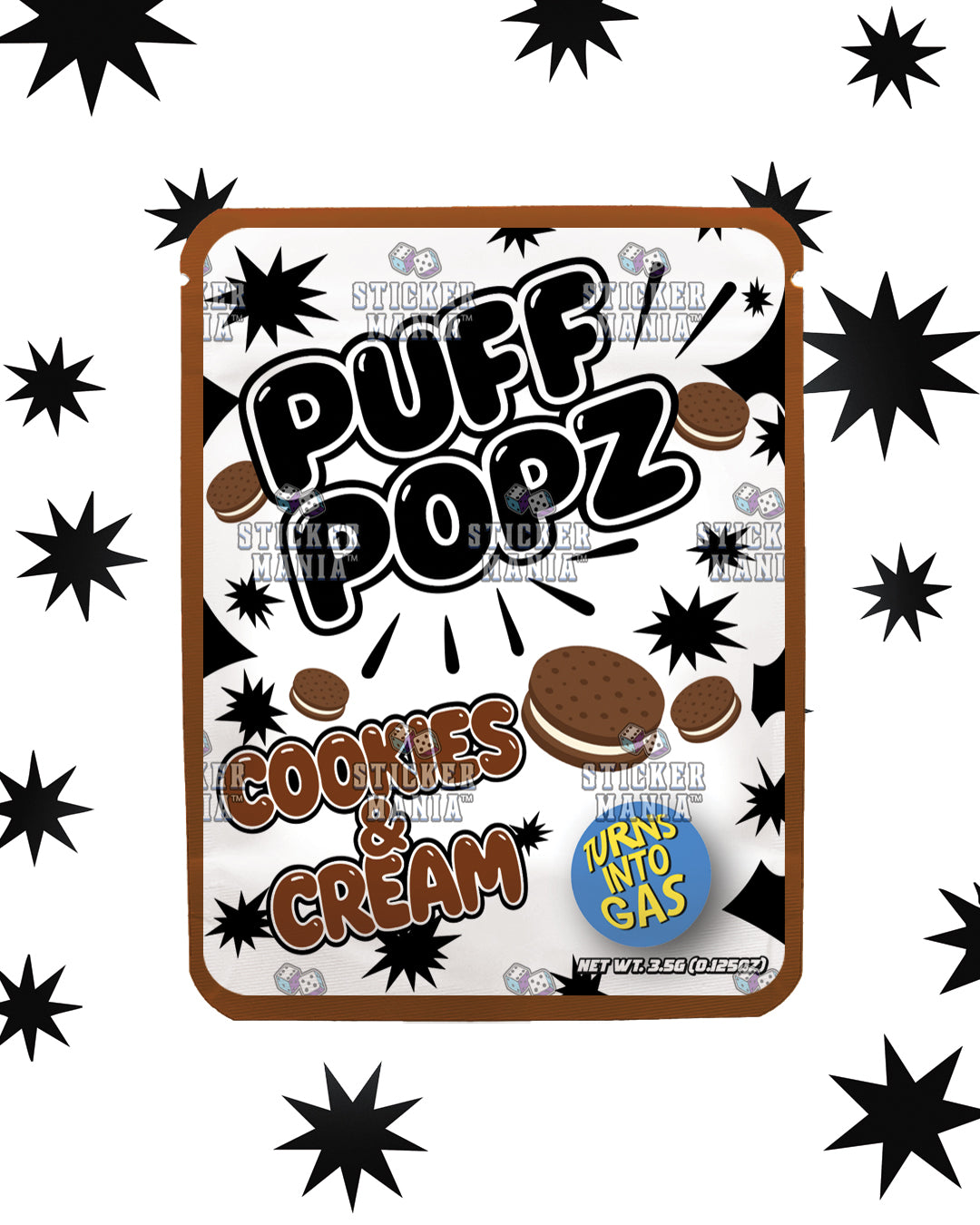 Puff Popz Cookies & Cream | Pre-Made Sticker Bag | 3.5g