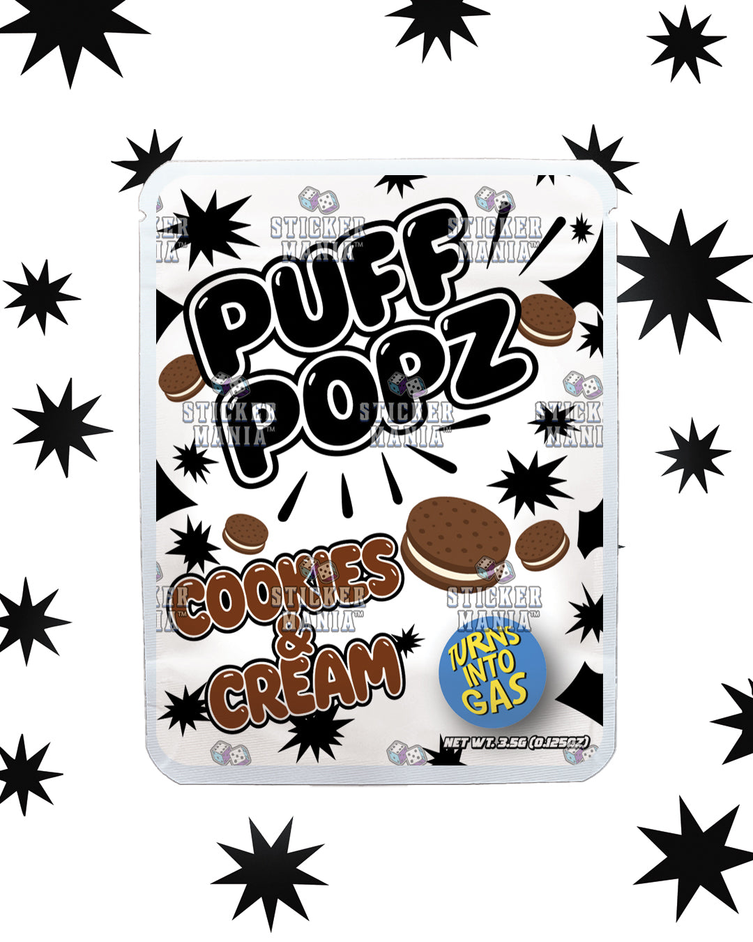Puff Popz Cookies & Cream | Pre-Made Sticker Bag | 3.5g