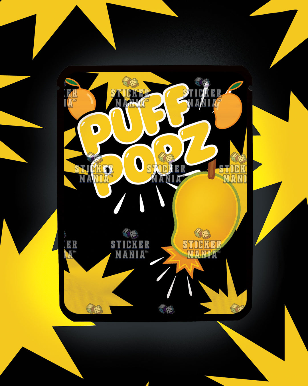 Puff Popz Juicy Mango | Pre-Made Sticker Bag | 3.5g