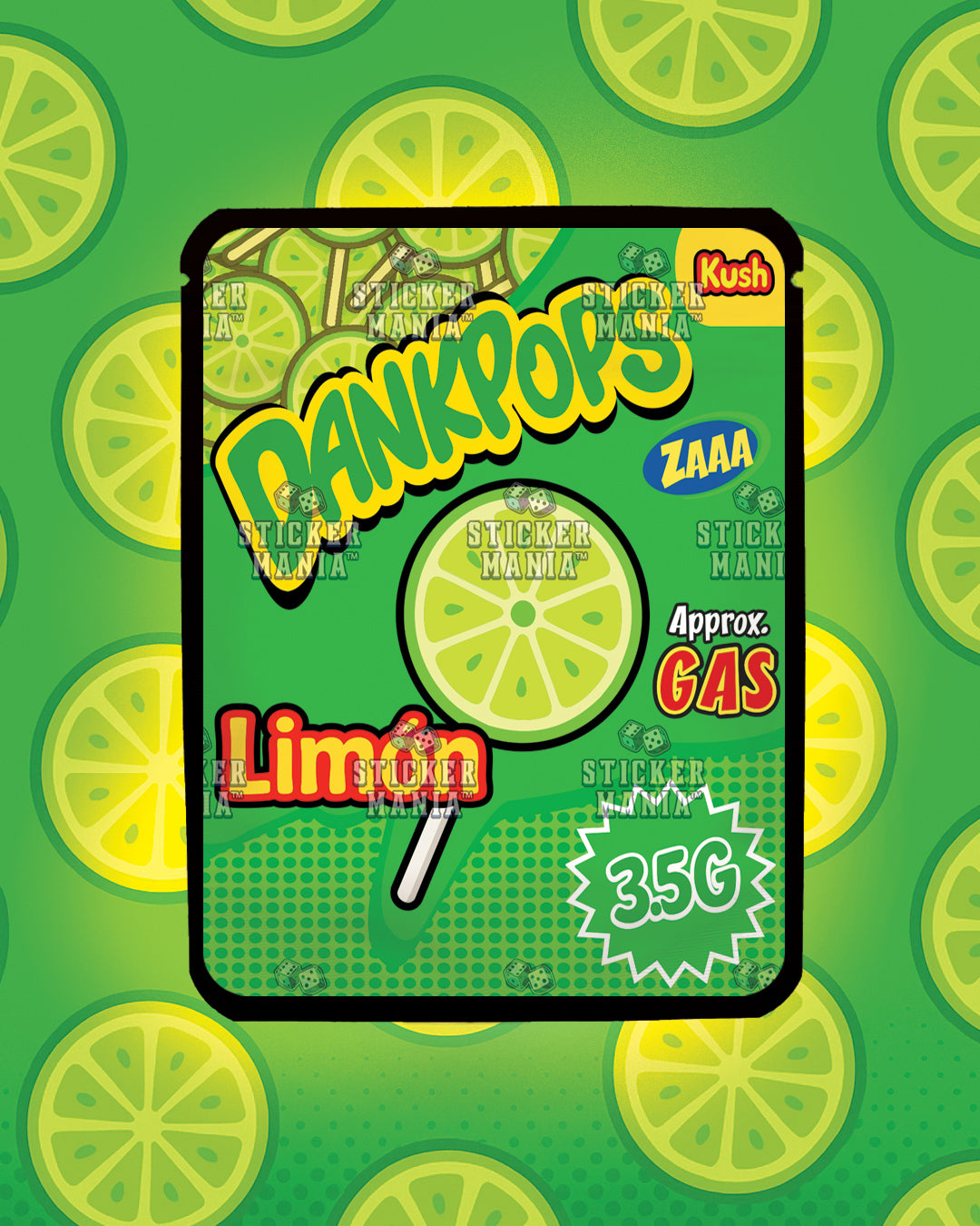 Dank Pops Limon | Pre-Made Sticker Bag | 3.5g