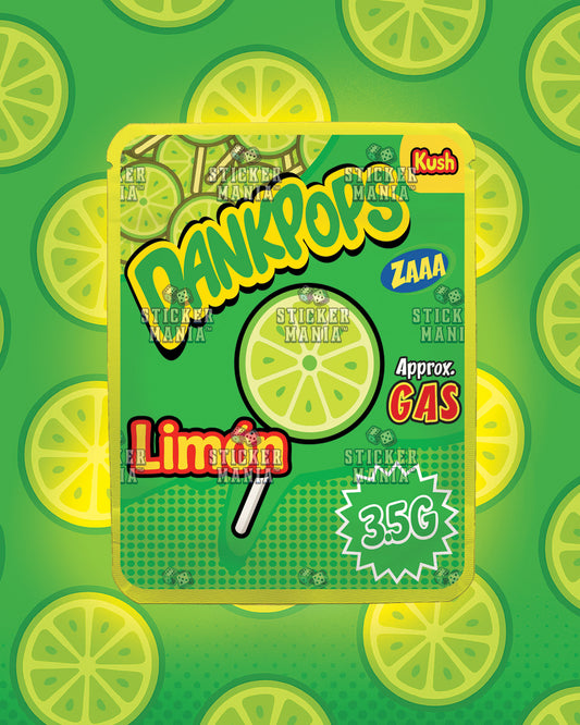 Dank Pops Limon | Pre-Made Sticker Bag | 3.5g