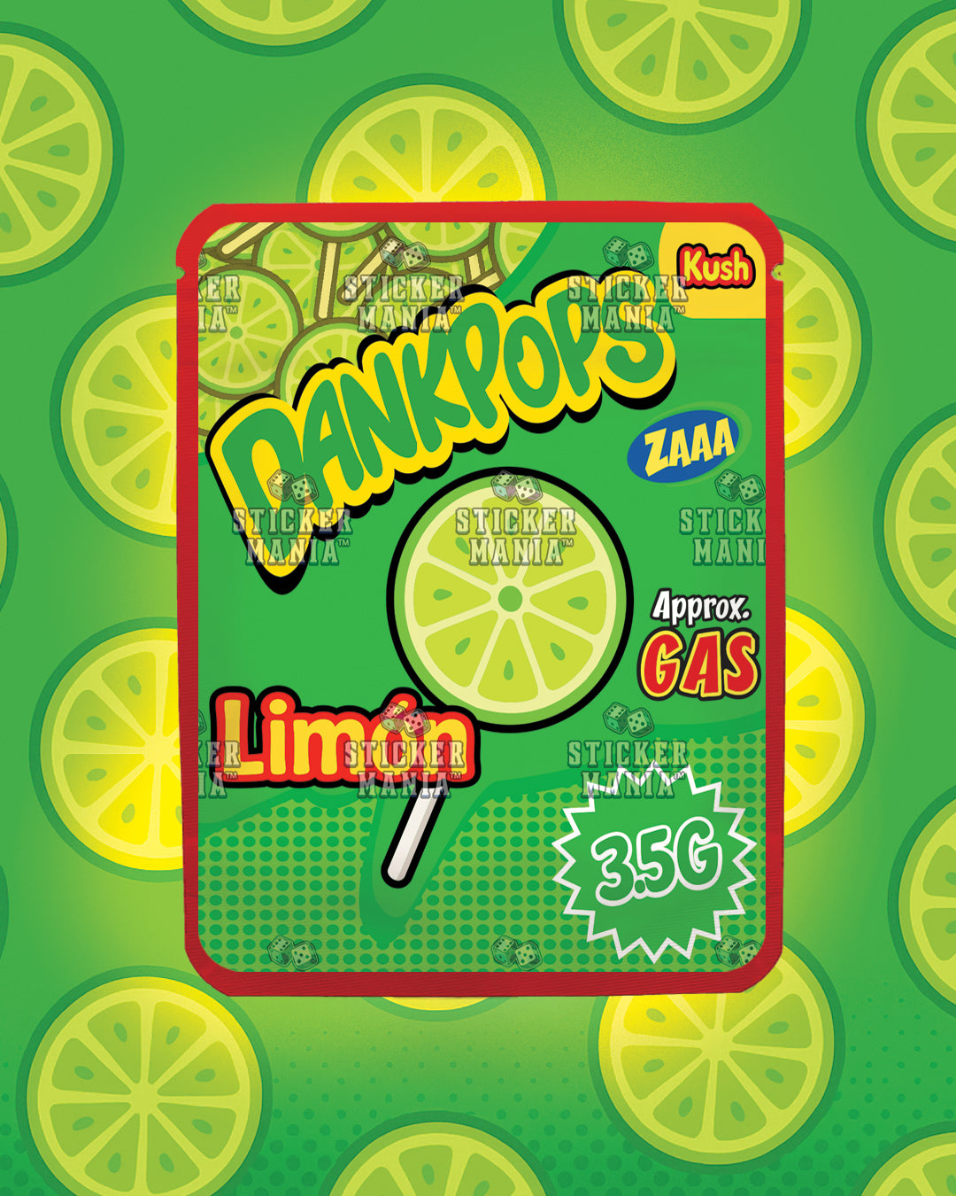 Dank Pops Limon | Pre-Made Sticker Bag | 3.5g