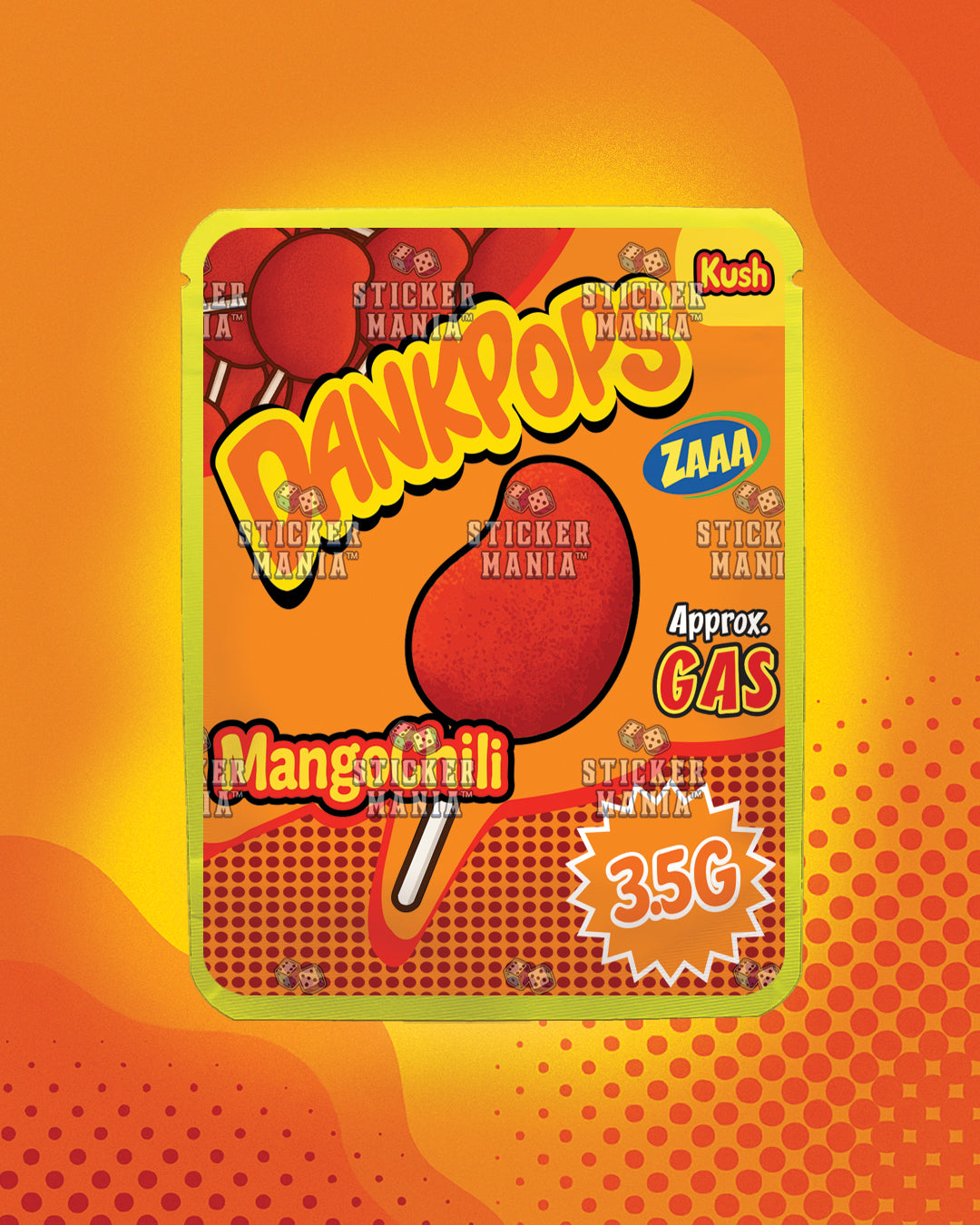 Dank Pops Mango Chili | Pre-Made Sticker Bag | 3.5g