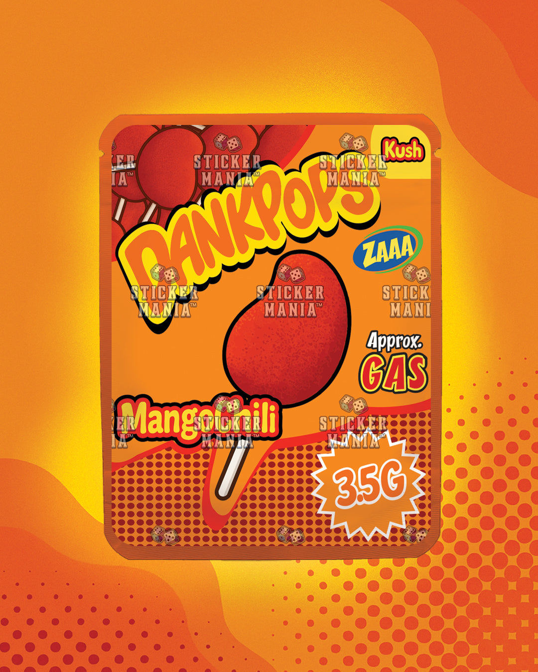 Dank Pops Mango Chili | Pre-Made Sticker Bag | 3.5g