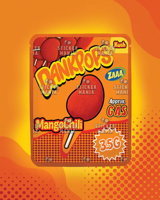 Dank Pops Mango Chili | Pre-Made Sticker Bag | 3.5g