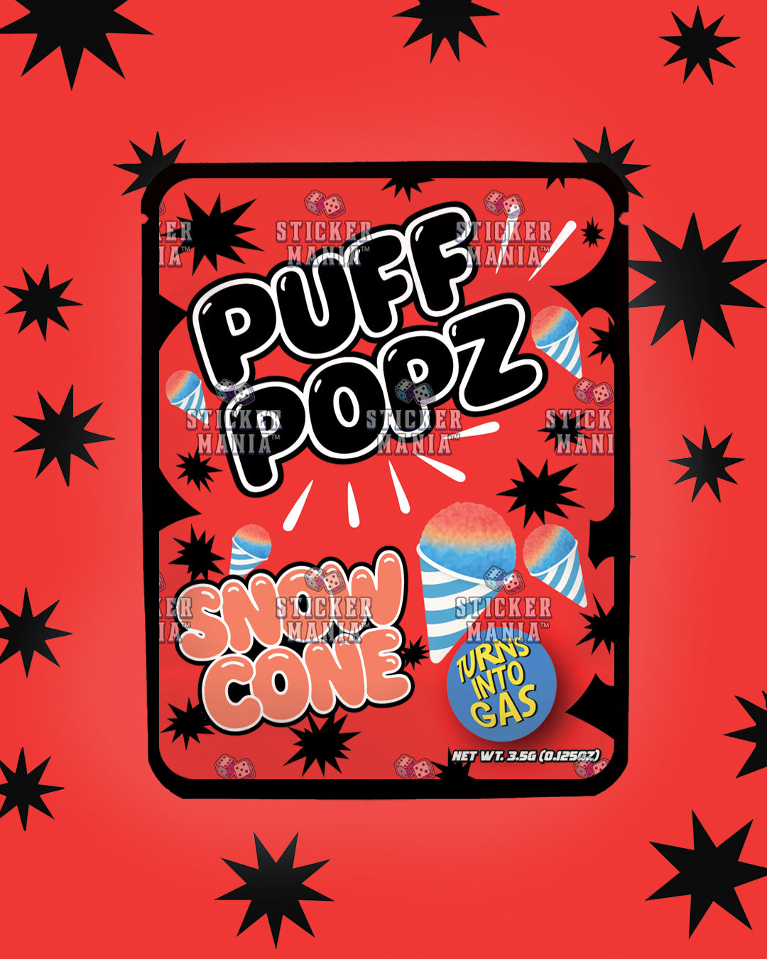 Puff Popz Snow Cone | Pre-Made Sticker Bag | 3.5g