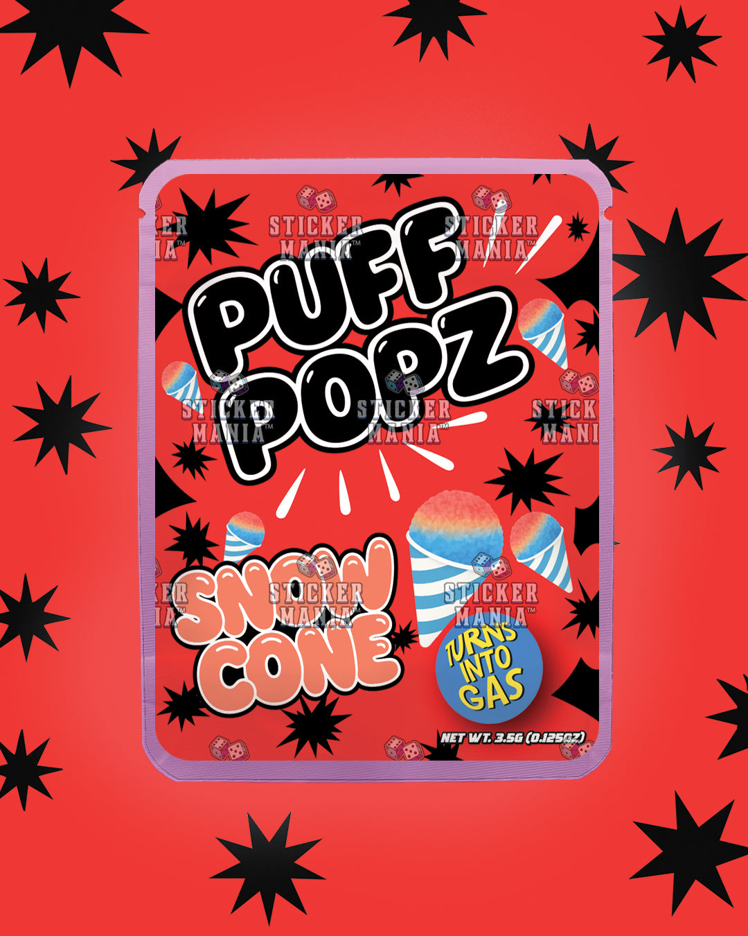 Puff Popz Snow Cone | Pre-Made Sticker Bag | 3.5g