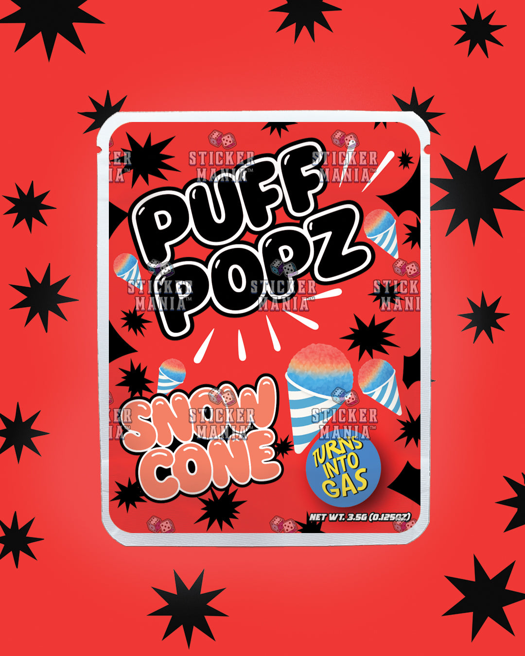 Puff Popz Snow Cone | Pre-Made Sticker Bag | 3.5g
