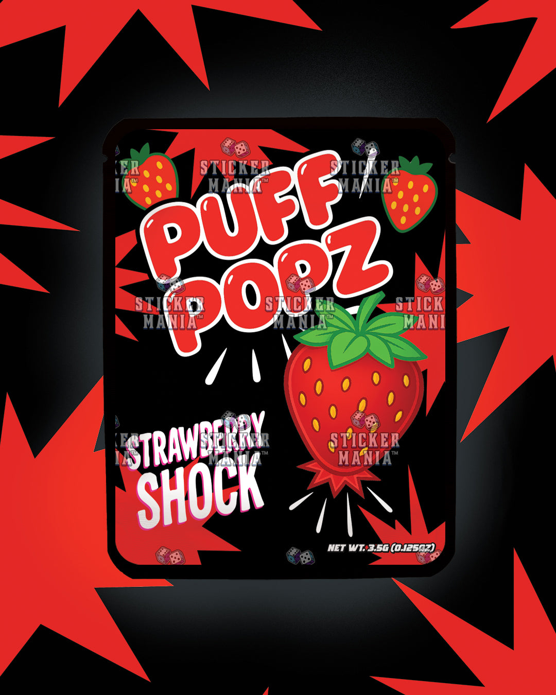 Puff Popz Strawberry Shock | Pre-Made Sticker Bag | 3.5g