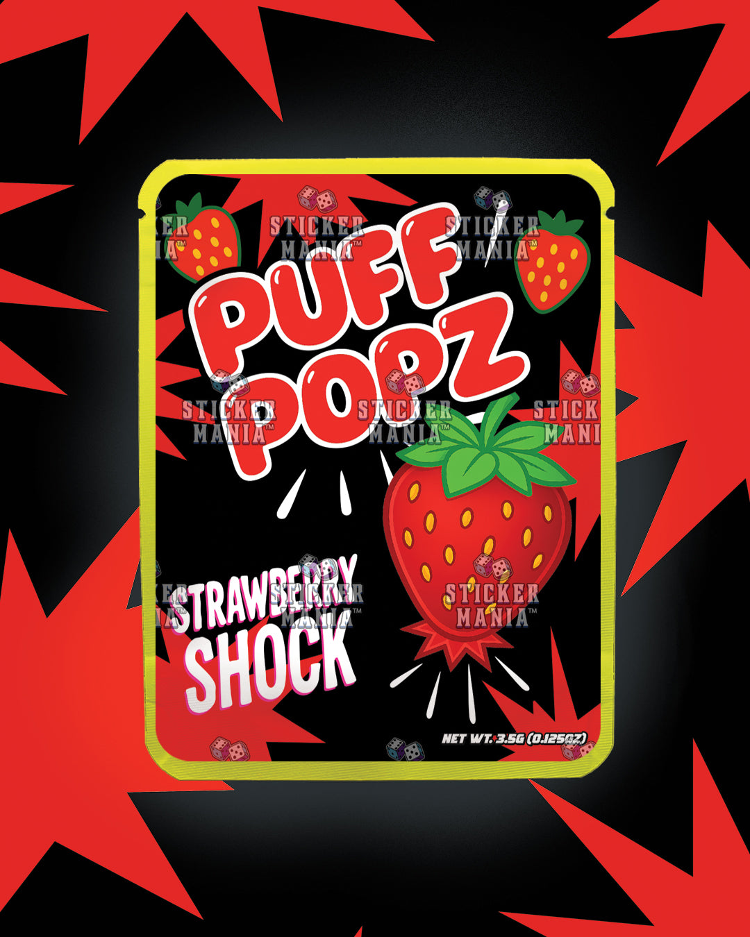 Puff Popz Strawberry Shock | Pre-Made Sticker Bag | 3.5g