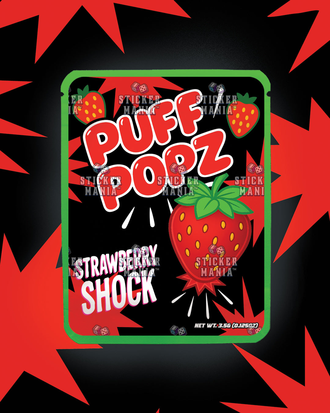 Puff Popz Strawberry Shock | Pre-Made Sticker Bag | 3.5g
