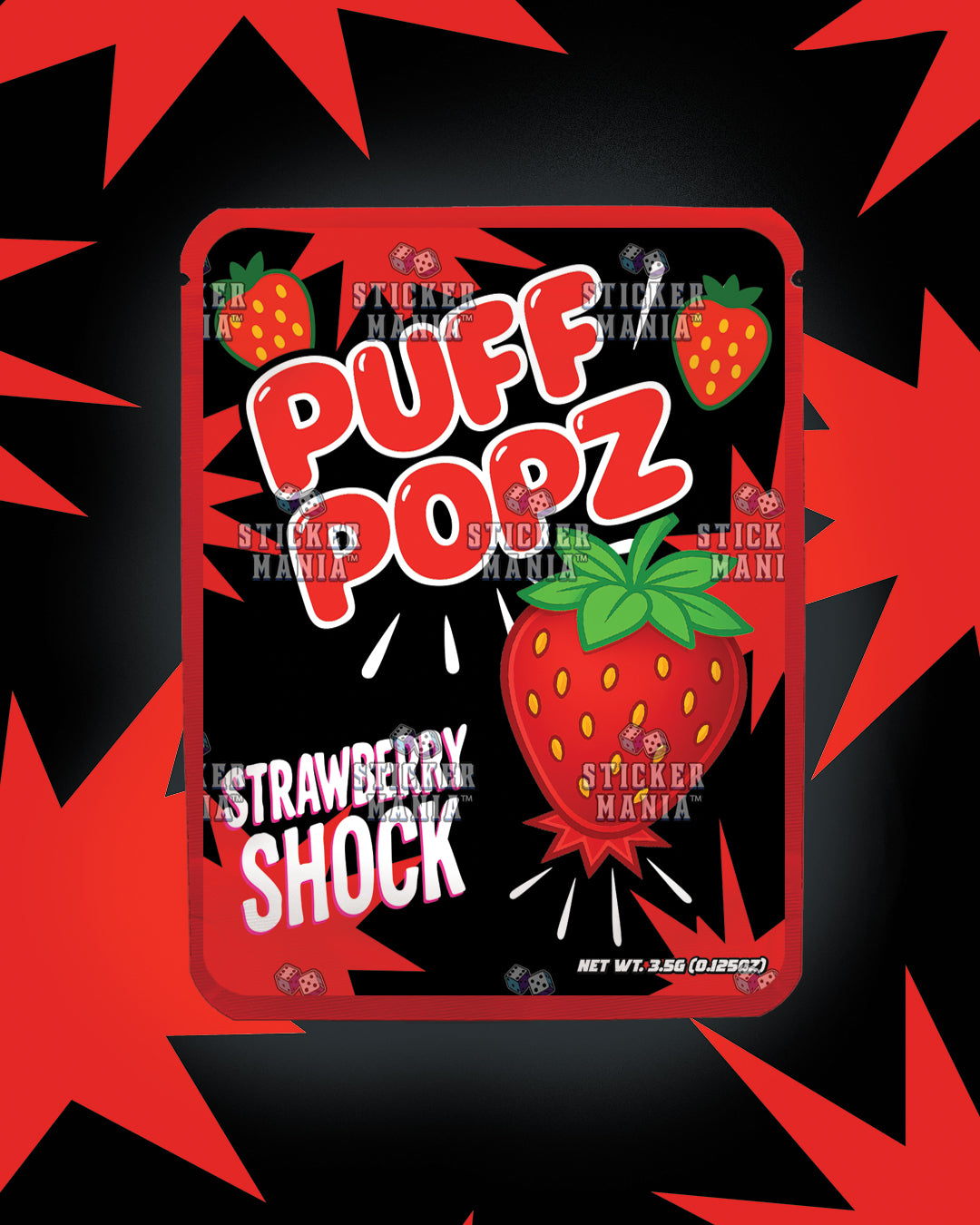 Puff Popz Strawberry Shock | Pre-Made Sticker Bag | 3.5g