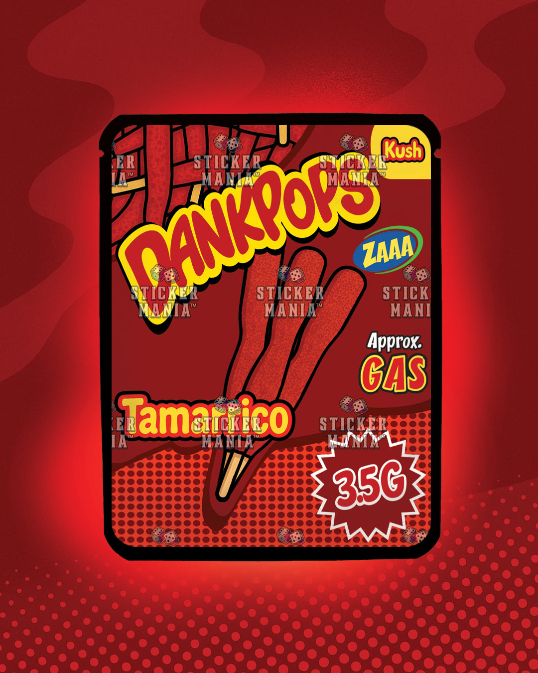 Dank Pops Tamarrico | Pre-Made Sticker Bag | 3.5g
