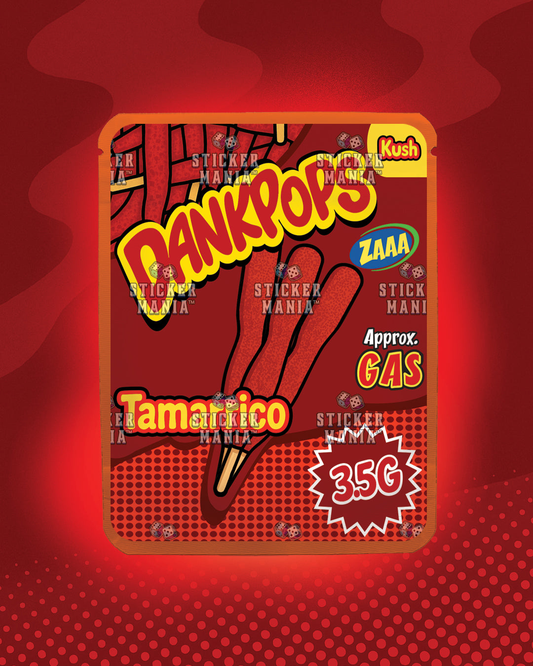 Dank Pops Tamarrico | Pre-Made Sticker Bag | 3.5g