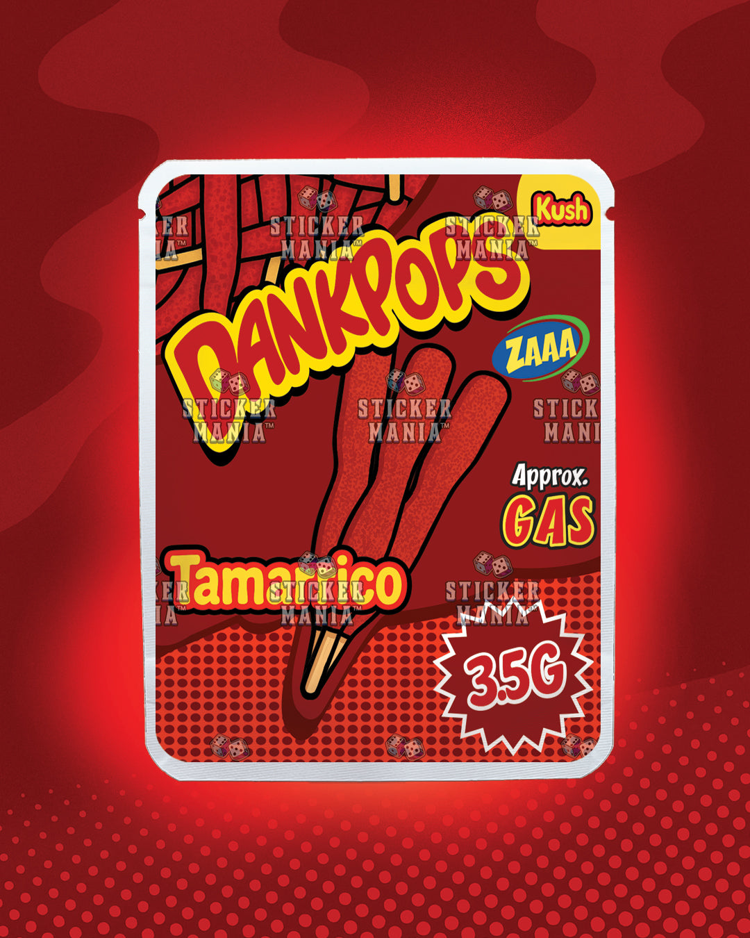 Dank Pops Tamarrico | Pre-Made Sticker Bag | 3.5g