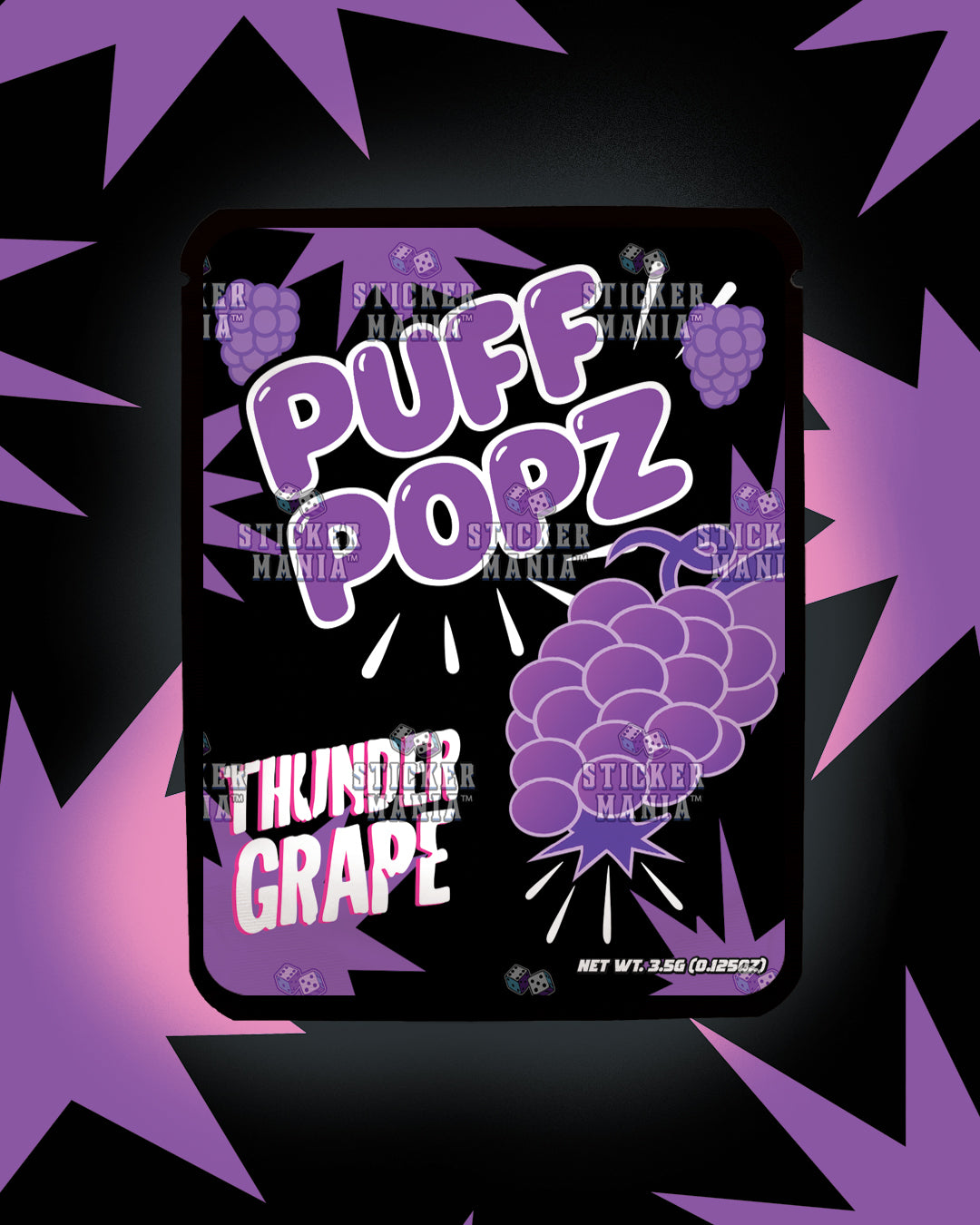 Puff Popz Thunder Grape | Pre-Made Sticker Bag | 3.5g