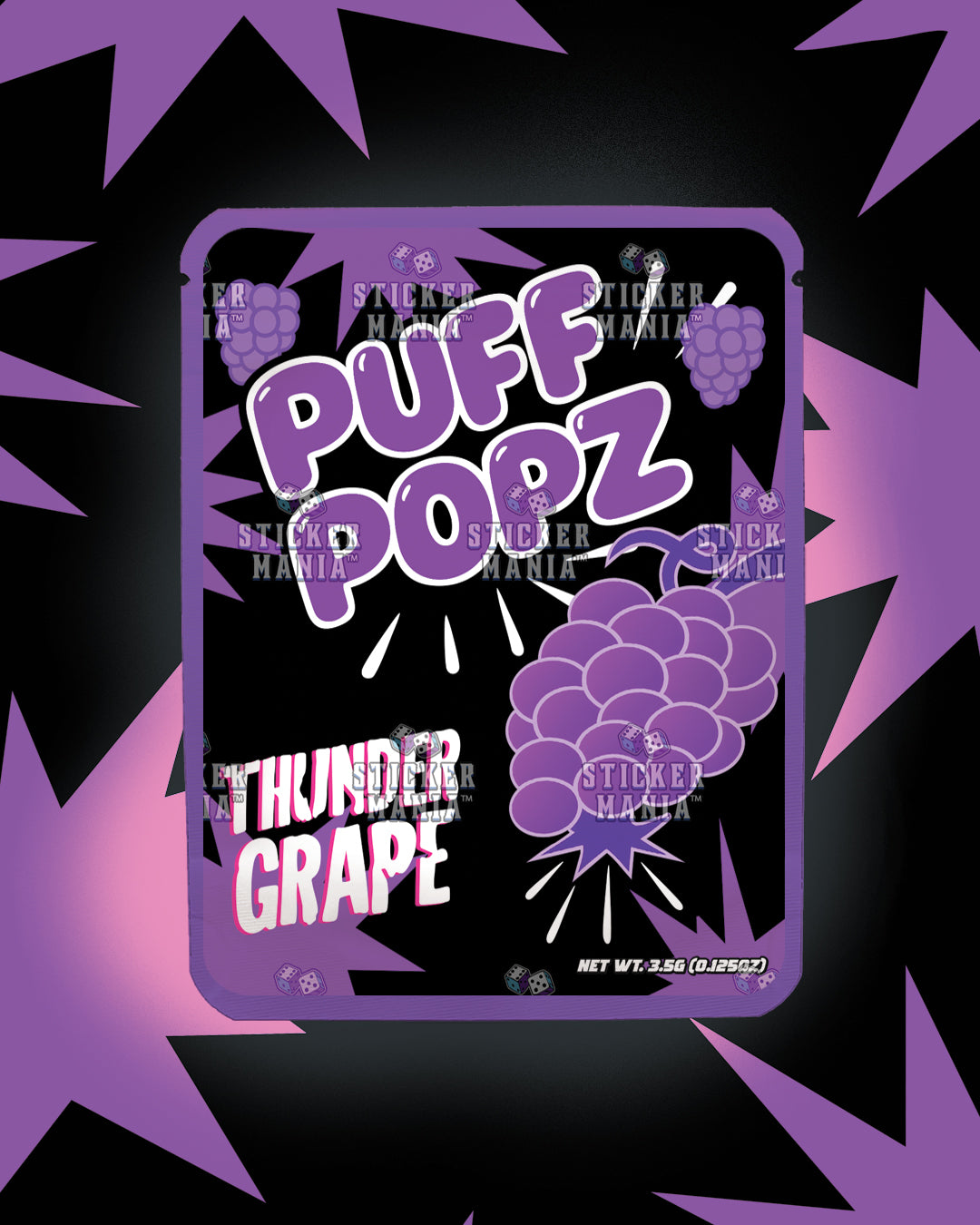 Puff Popz Thunder Grape | Pre-Made Sticker Bag | 3.5g