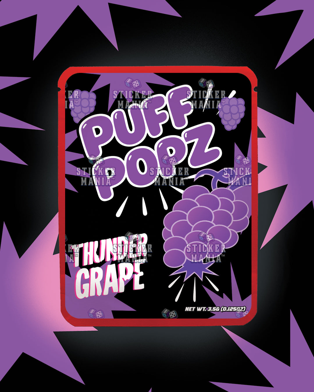 Puff Popz Thunder Grape | Pre-Made Sticker Bag | 3.5g