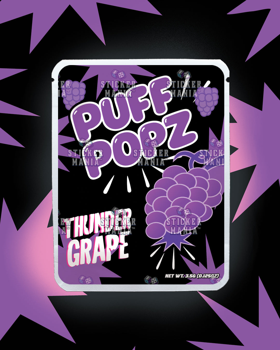 Puff Popz Thunder Grape | Pre-Made Sticker Bag | 3.5g