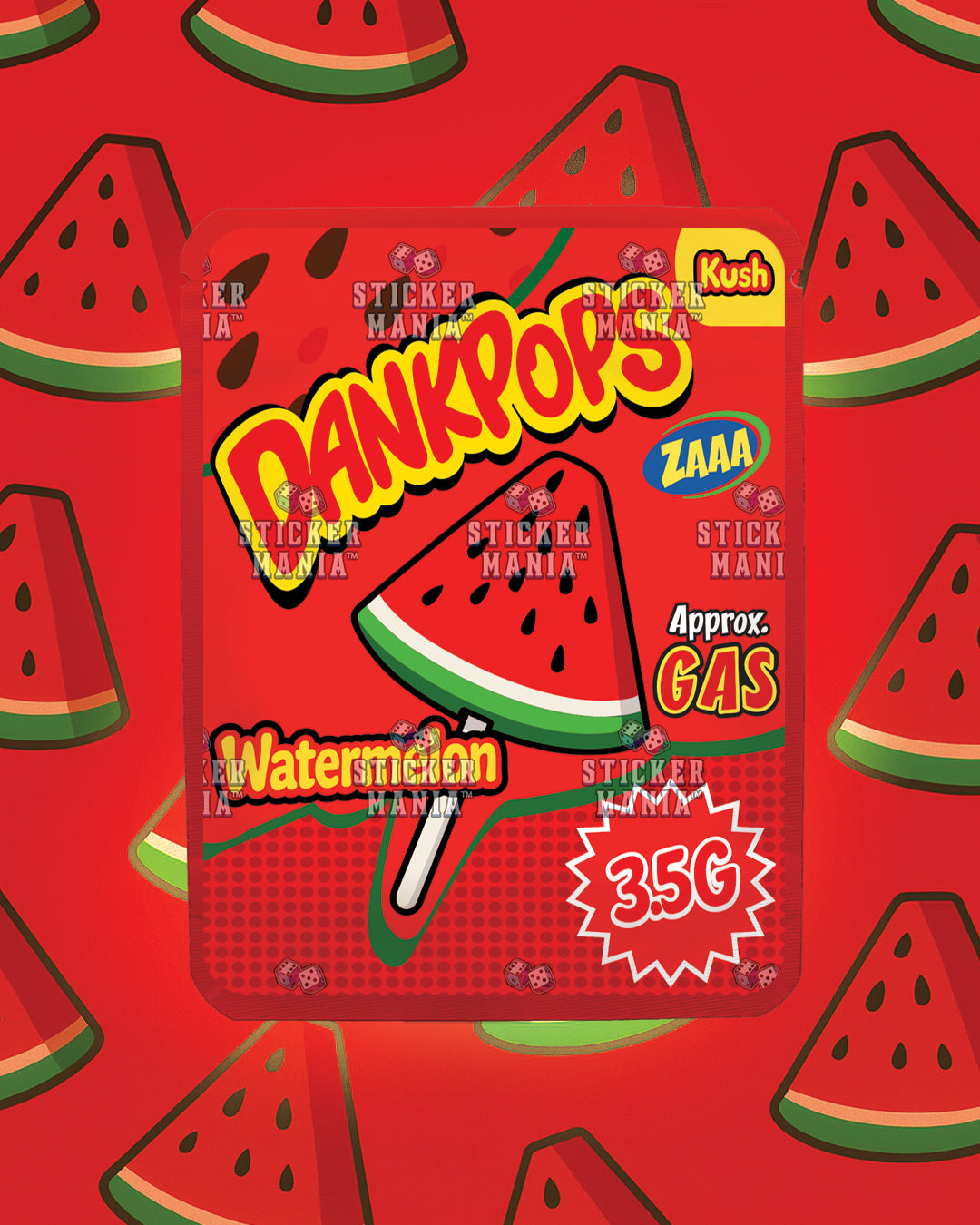 Dank Pops Watermelon | Pre-Made Sticker Bag | 3.5g