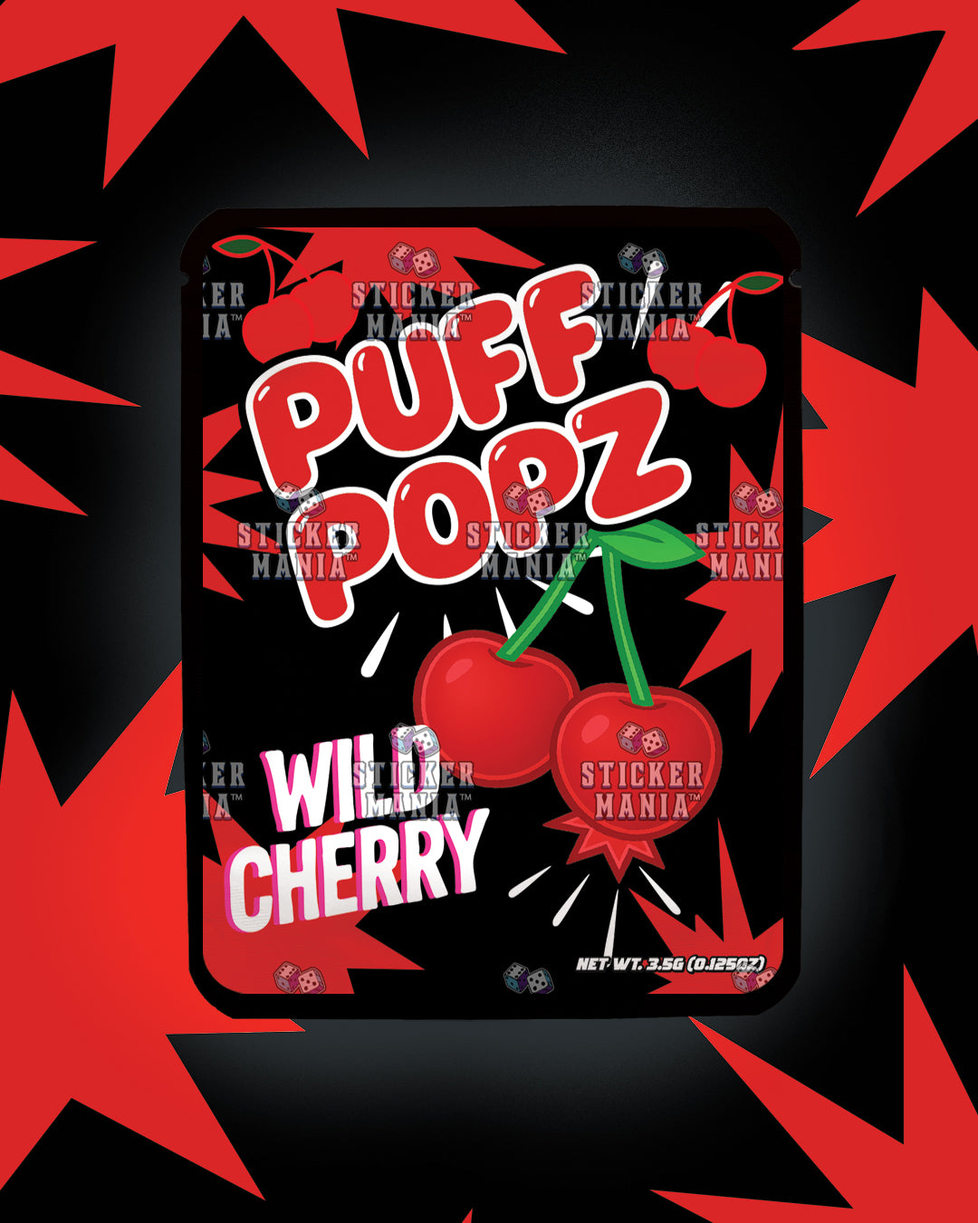 Puff Popz Wild Cherry | Pre-Made Sticker Bag | 3.5g