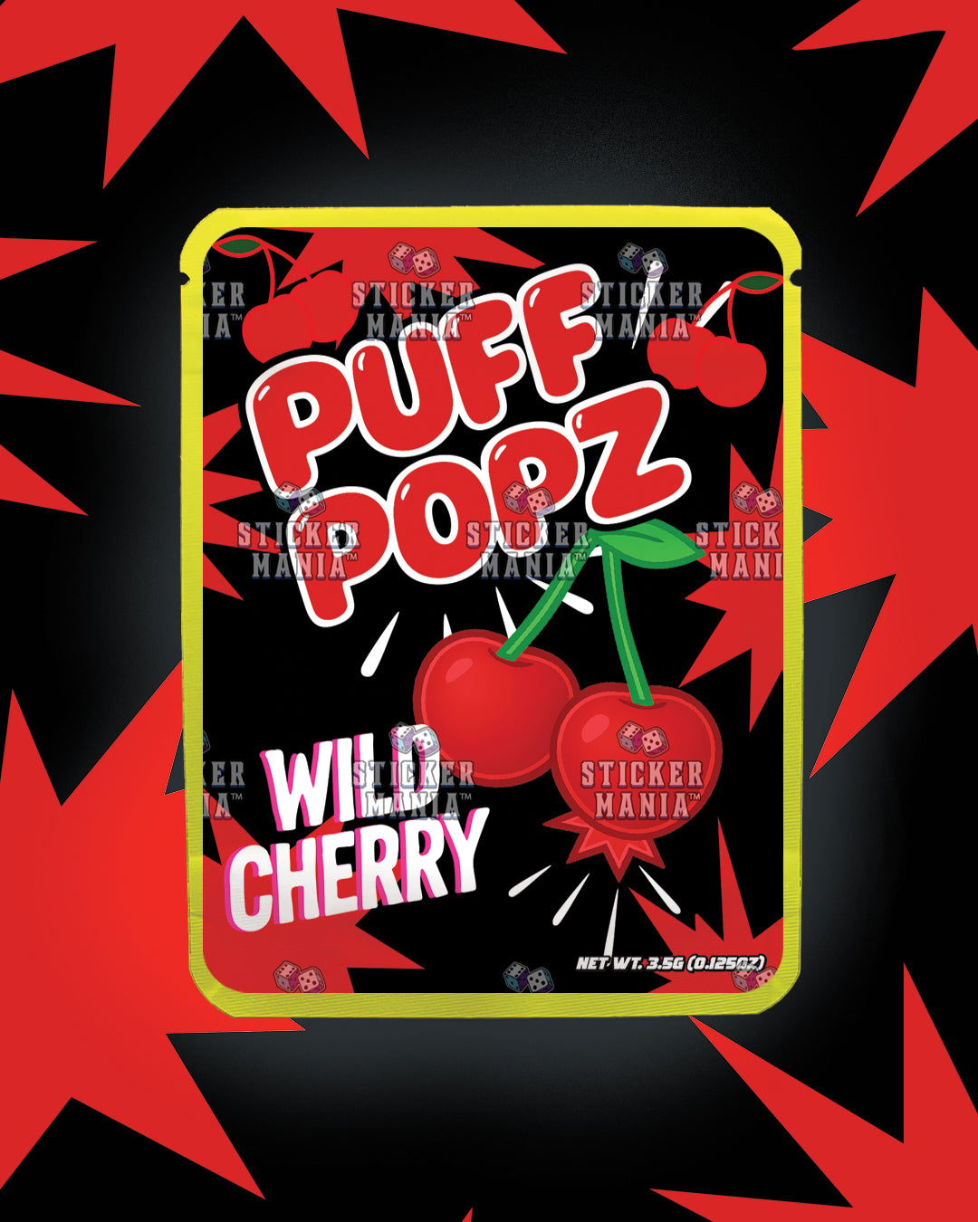 Puff Popz Wild Cherry | Pre-Made Sticker Bag | 3.5g