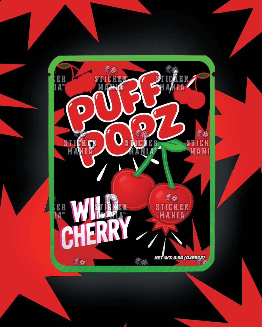Puff Popz Wild Cherry | Pre-Made Sticker Bag | 3.5g