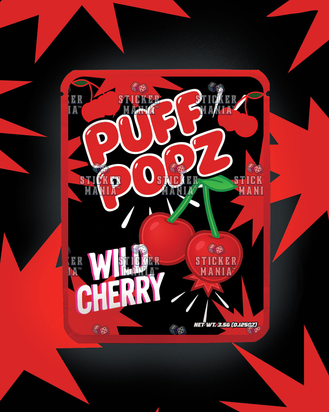 Puff Popz Wild Cherry | Pre-Made Sticker Bag | 3.5g