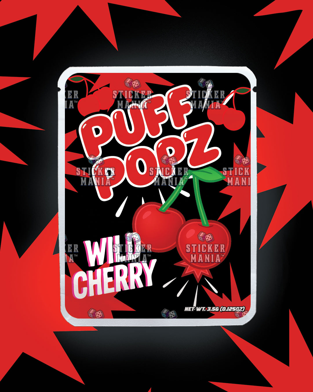 Puff Popz Wild Cherry | Pre-Made Sticker Bag | 3.5g
