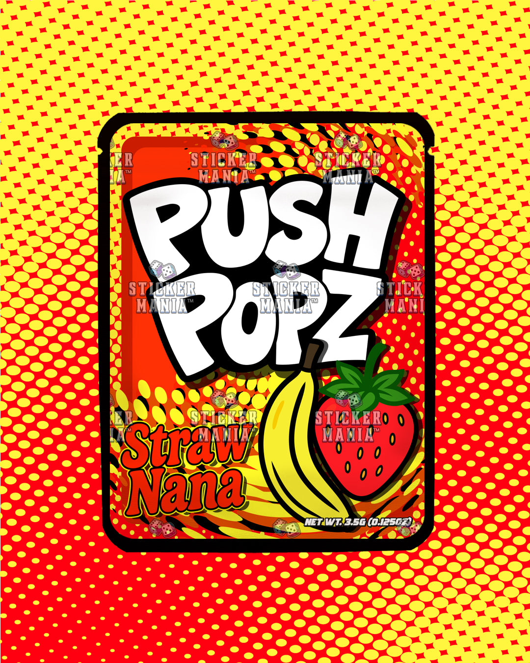 Push Popz Straw Nana | Pre-Made Sticker Bag | 3.5g