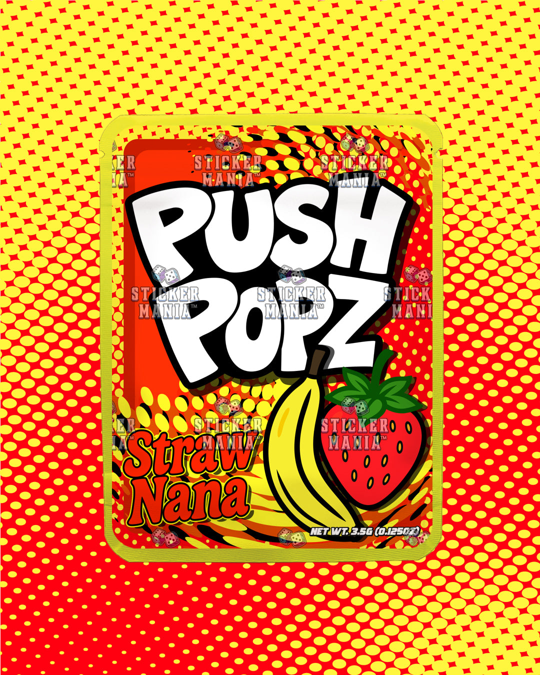 Push Popz Straw Nana | Pre-Made Sticker Bag | 3.5g
