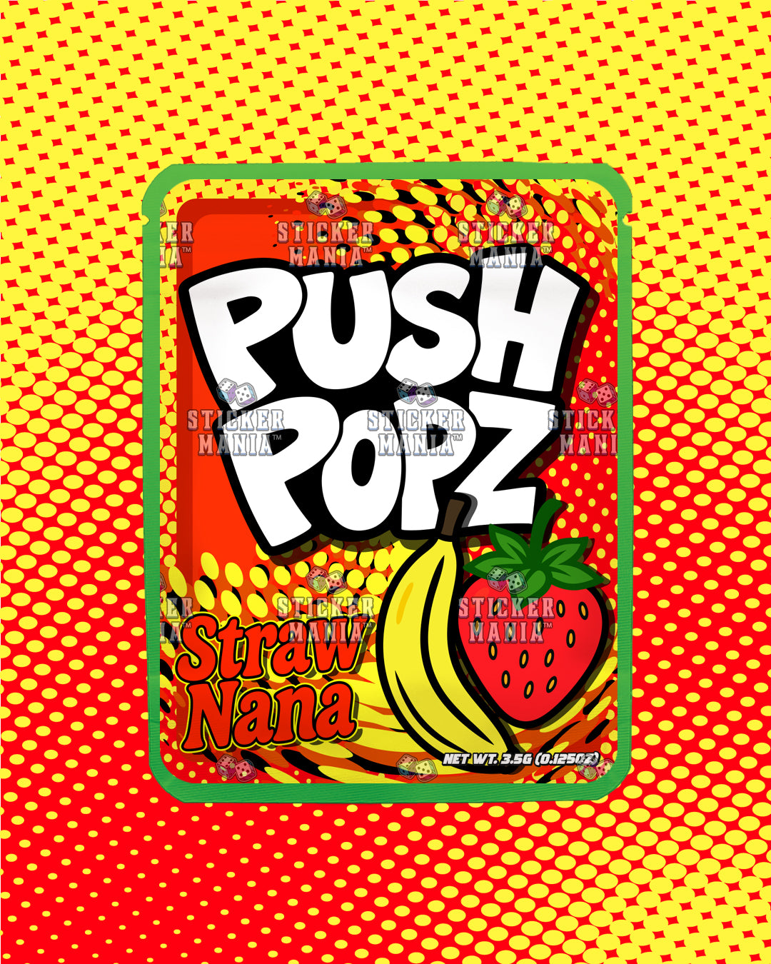 Push Popz Straw Nana | Pre-Made Sticker Bag | 3.5g