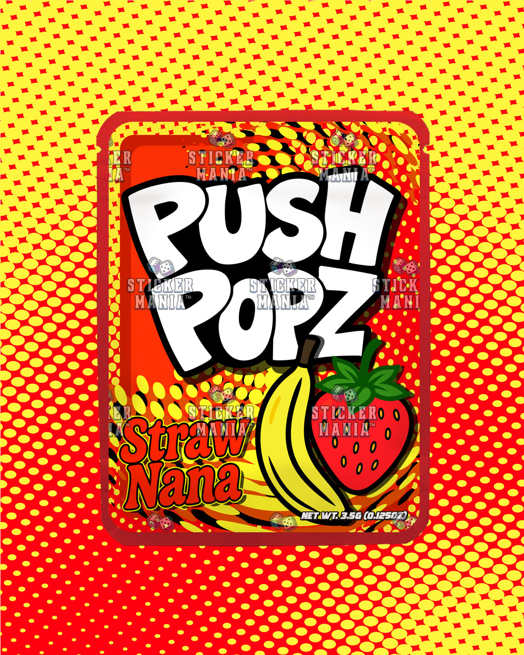 Push Popz Straw Nana | Pre-Made Sticker Bag | 3.5g